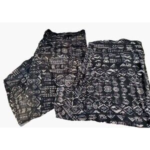 Lot 2 Mossimo Maxi Skirts Small S Womens Long Fold Over Waist Black White Aztec